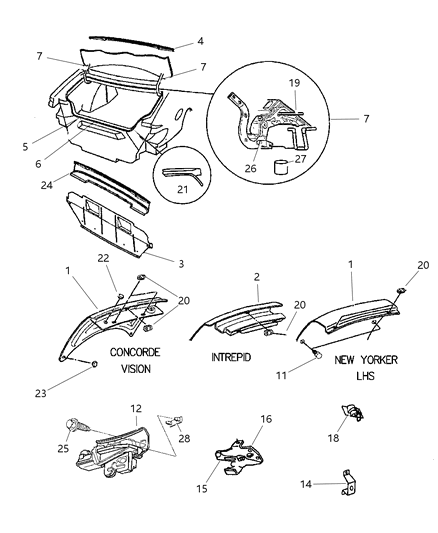 1997 Dodge Intrepid Decklid Diagram