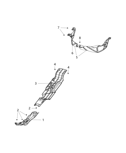 2021 Ram 1500 Heat Shield, Front Diagram for 68268527AA