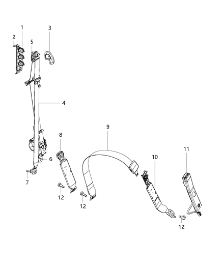 2019 Ram 5500 Seat Belts, First Row Diagram 1 - Thumbnail