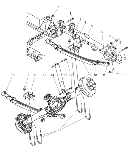 2005 Dodge Dakota Spring Rear Leaf Diagram for 52855121AE