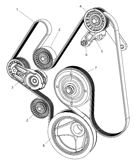 2007 Dodge Ram 3500 Cab Chassis Drive Pulley & Belt Diagram