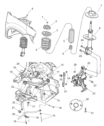 2001 Dodge Neon Link Sway Eliminator Diagram for 5272324AB