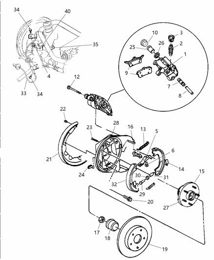 2000 Chrysler Sebring Gear Assembly Screw Diagram for 6505344AA