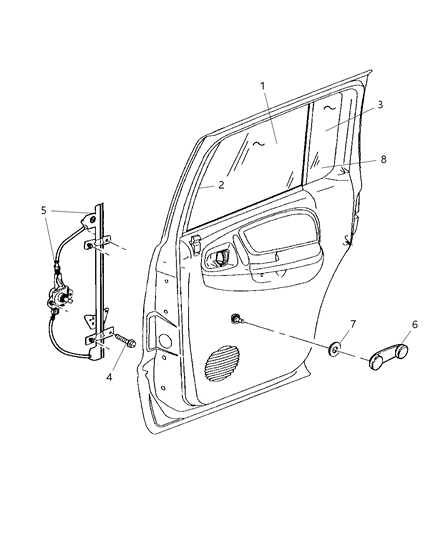 1999 Dodge Durango Regulator, Rear Passenger Side Diagram for 55256494AF