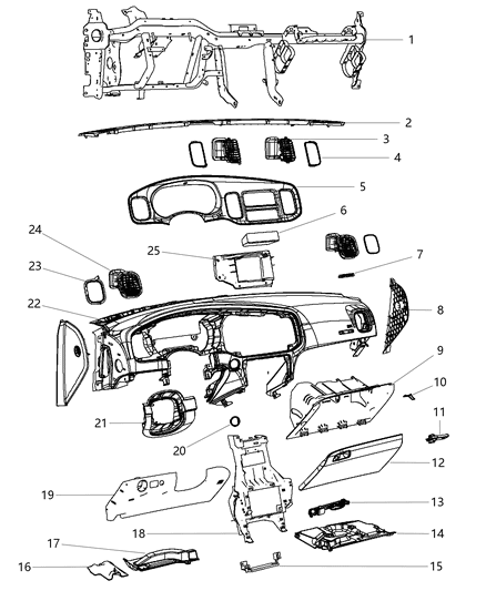 2012 Dodge Charger Kneeblocker Steering Column Opening Diagram for 1JN63DX9AD