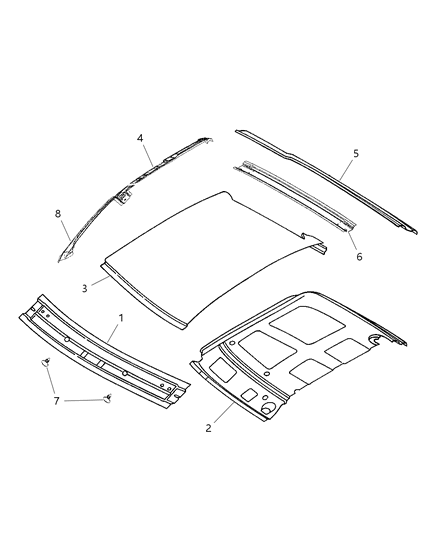 2000 Dodge Ram 2500 Quad & Club Cab Roof Panel Diagram