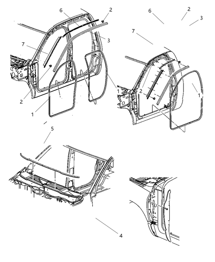 2008 Dodge Ram 3500 Cab Chassis Body Weatherstrips & Seals Diagram
