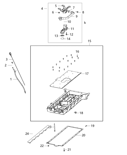2013 Dodge Viper Engine Oil Pan & Engine Oil Level Indicator & Related Parts Diagram