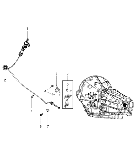 2012 Ram 1500 Gearshift Lever , Cable And Bracket Diagram 1 - Thumbnail