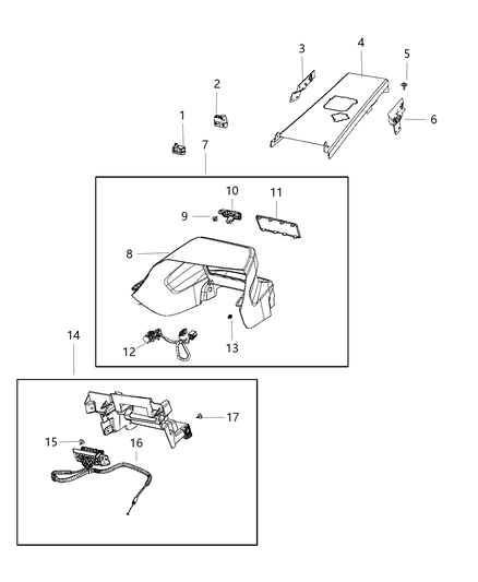 2021 Dodge Durango Floor Console, Front Diagram 3 - Thumbnail