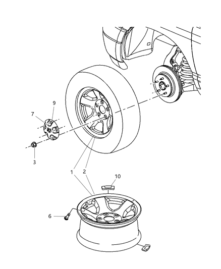 2003 Dodge Ram 1500 Cap Wheel Center Chrome Diagram for 4753123