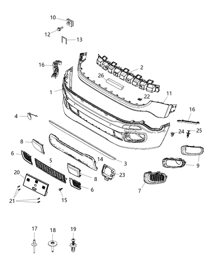 2015 Jeep Renegade Bracket Fog Lamp Diagram for 68256445AA