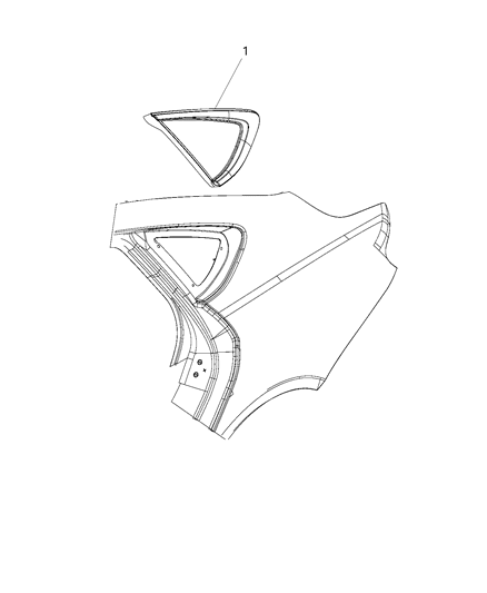 2016 Chrysler 200 Quarter Glass, Rear Driver Side Diagram for 68145493AB