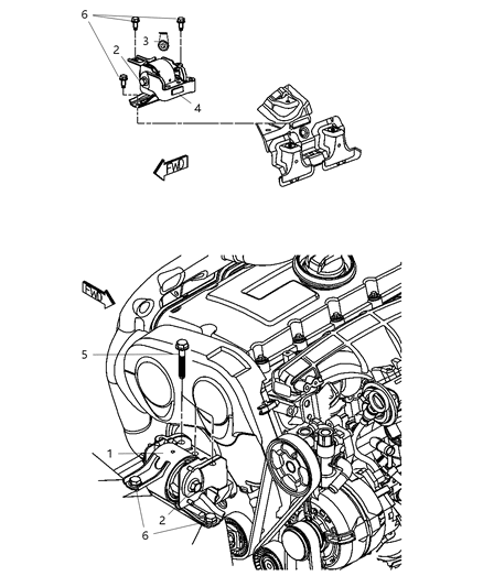 2009 Jeep Patriot Insulator Engine Mount Diagram for 5105492AF