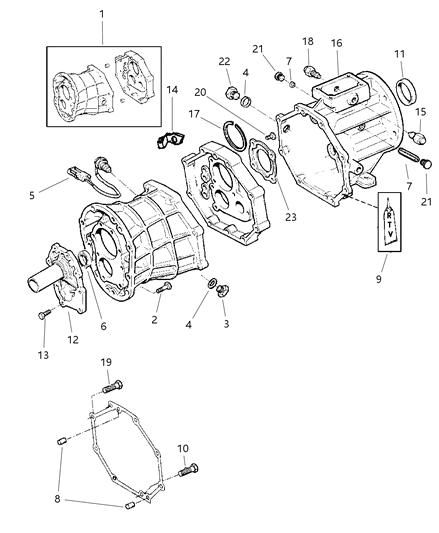 1997 Jeep Wrangler Case & Related Parts of Manual Transmission Diagram