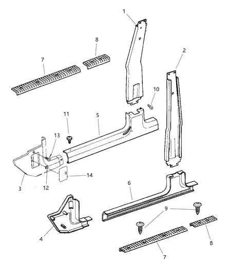 2001 Jeep Cherokee Panels - Interior Trim, Front Diagram 2 - Thumbnail
