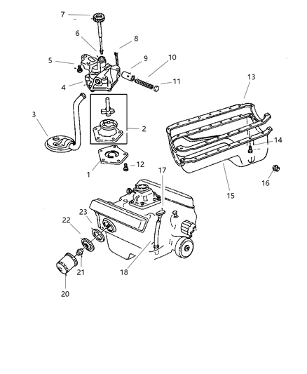 2000 Dodge Ram 2500 Regular Cab Engine Oiling Diagram 1 - Thumbnail