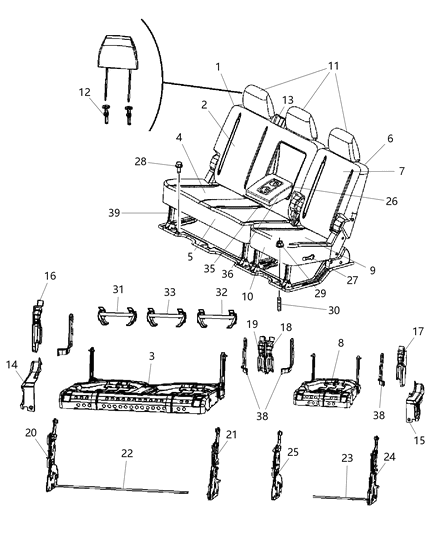 2011 Ram 3500 Pickup Mega Cab - Split Seat Diagram 3 - Thumbnail