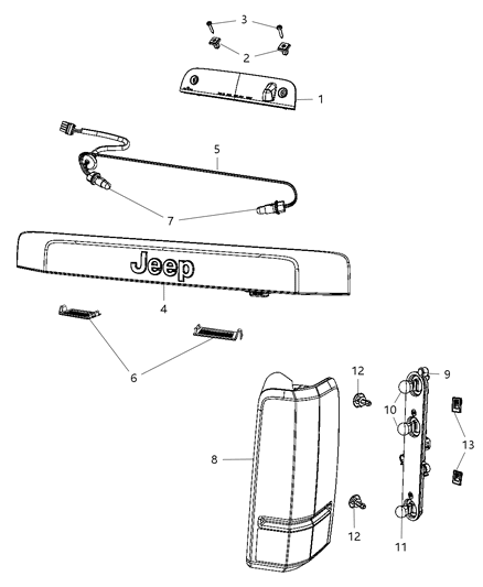 2012 Jeep Liberty Lamp Tail Stop Backup Diagram for 55157349AD