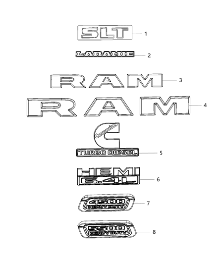 2020 Ram 5500 Nameplates, Emblems And Medallions Diagram