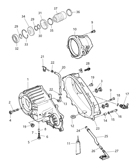 1997 Jeep Grand Cherokee Case , Extension & Miscellaneous Parts Diagram 1 - Thumbnail