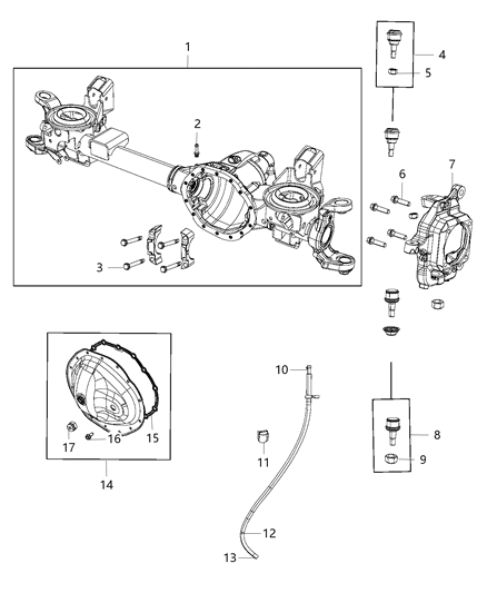 2017 Ram 3500 Pickup Housing And Vent of Front Axle; Differential And Drive Line Diagram 1 - Thumbnail