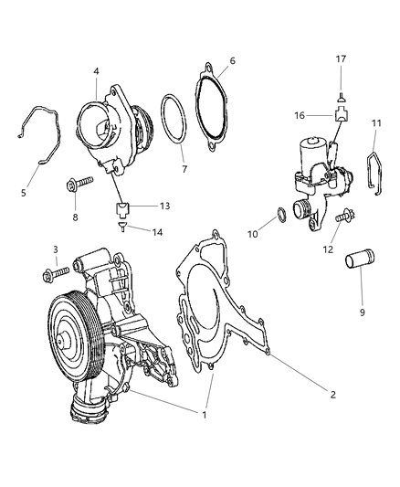 2008 Dodge Sprinter 2500 Water Pump & Related Parts Diagram 1 - Thumbnail