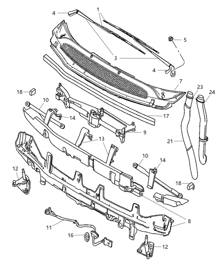 2002 Dodge Grand Caravan Wiper Arm Assembly, Front Passenger Side Diagram for 4717364AB