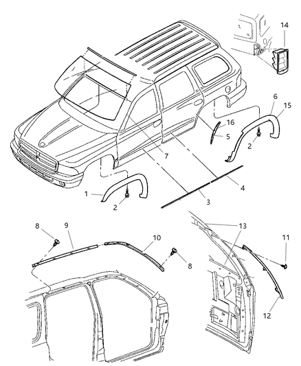 2003 Dodge Durango Molding Front Door Diagram for 5JG21DX8AA