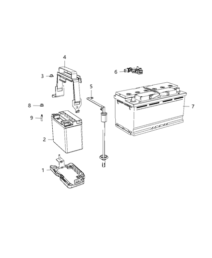 2016 Jeep Grand Cherokee Battery, Tray, And Support Diagram 2 - Thumbnail