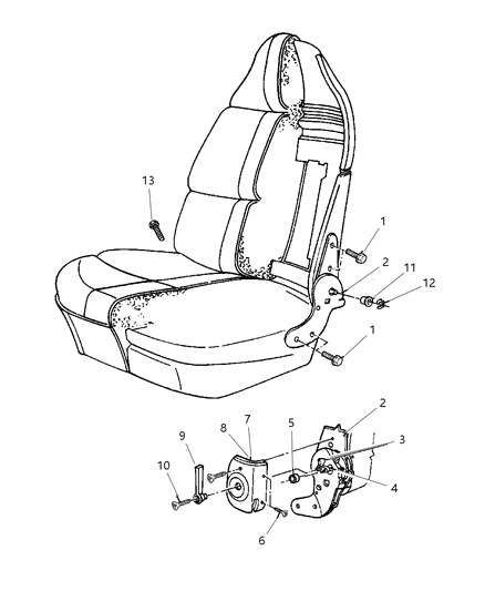 1998 Dodge Ram Van Spring, Front Seat Back Reclining Release Cam, Right Diagram for 4190248
