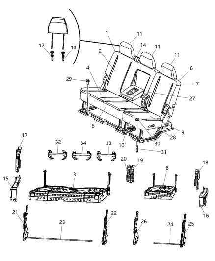 2009 Dodge Ram 2500 Rear Seat - Split Seat Diagram 5 - Thumbnail