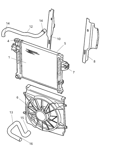 2004 Jeep Liberty Radiator & Related Parts Diagram 1 - Thumbnail