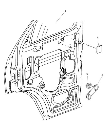 1999 Dodge Ram Wagon Door, Front Glass & Regulator Handle Diagram