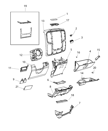 2017 Ram 3500 Pickup Instrument Panel Trim Diagram 1 - Thumbnail