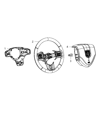 2012 Dodge Caliber Cover Steering Wheel Back Diagram for 1EB85XDVAA