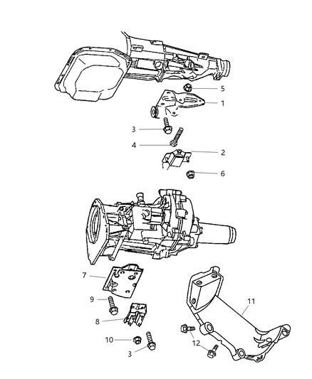 2001 Dodge Durango Transmission Mount Bracket Diagram for 52019960AB