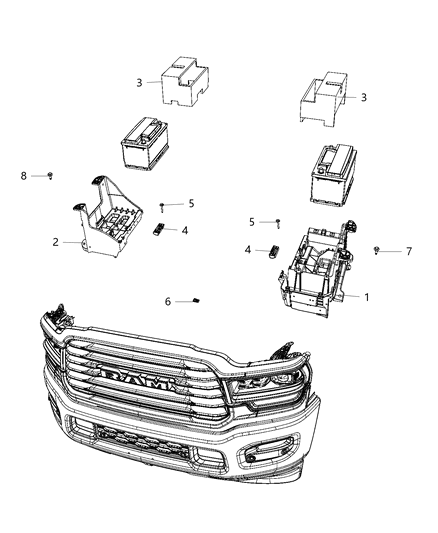 2020 Ram 3500 Pickup Tray And Support, Battery Diagram 2 - Thumbnail