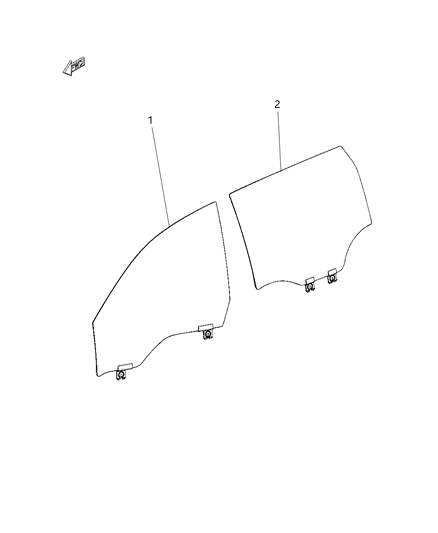 2018 Jeep Cherokee Glass, Front & Rear Door Diagram