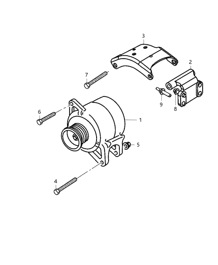 2002 Dodge Ram 3500 Regular Cab Alternator & Mounting Diagram 1 - Thumbnail