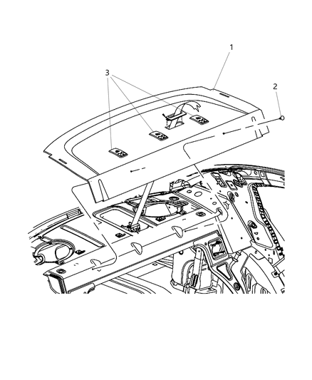 2010 Chrysler Sebring Rear Shelf Panel of Interior Trim Diagram