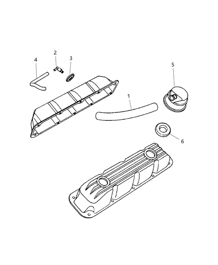 2000 Dodge Ram 1500 PCV Valve Diagram for 53041044