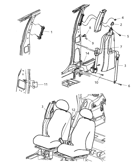 2001 Chrysler PT Cruiser Seat Belt Front Outer Diagram for RL291L8AD