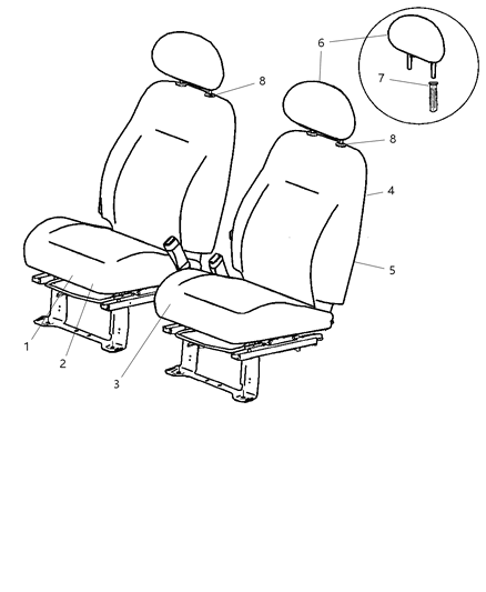 2005 Chrysler PT Cruiser Front Seat Diagram 6 - Thumbnail