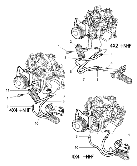 2002 Dodge Dakota Hose Power Steering Return Diagram for 52106215AF