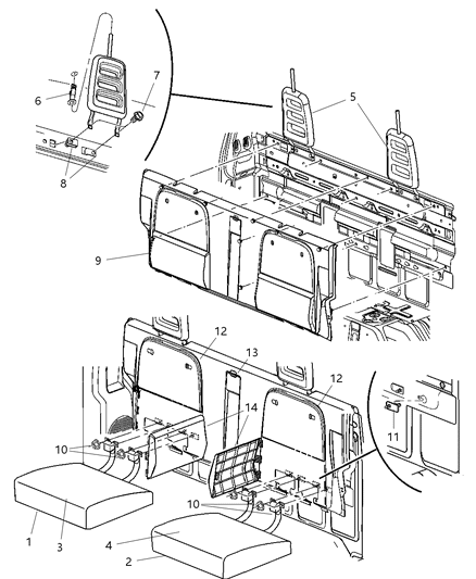 2007 Dodge Dakota Cushion Rear Seat Left Diagram for 1BJ991D5AA