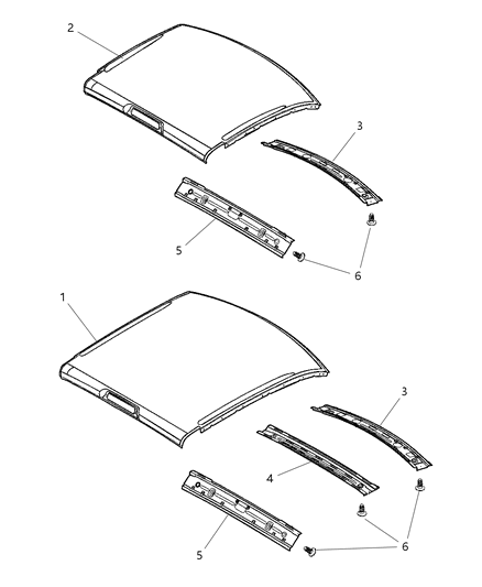 2008 Dodge Ram 2500 Panel Roof Without Sunroof Opening Diagram for 55276992AA