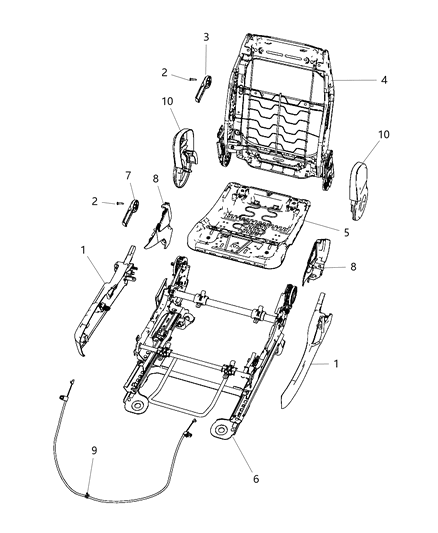 2009 Dodge Avenger Shield Fold Flat Diagram for 1PF74BD1AA