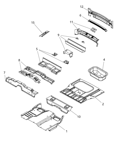 2010 Dodge Journey Center & Rear Floor Pan Diagram