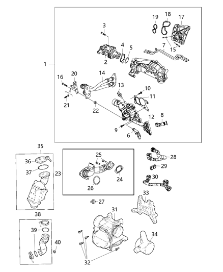 2015 Jeep Cherokee Gasket EGR Valve Diagram for 5281241AB